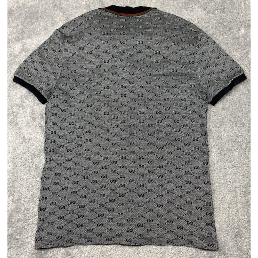 Gucci Polo Shirt Mens S Small Gray GG Monogram Designer Made in Italy